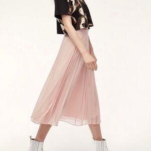 EUC ARITZIA x LITTLE MOON - Pink Peony Pleated Midi Skirt, 4